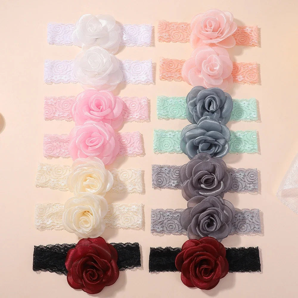 1Pc Baby Nylon Headscarf – Cinturón de flores hecho a mano para niñas recién nacidas, elástico infantil Turbant cabello