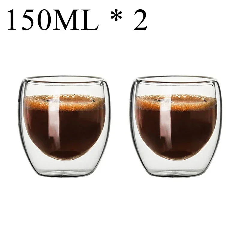 2-18PCS Tazas de vidrio de alto Borosilicato de pared doble – té resistente al calor, café, leche, y tazas de jugo, Creative Bar Drinkware juego de regalos