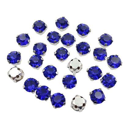 Cristales de imitación de vidrio redondo con garra – Cristales de base de plata para ropa, zapatos y artesanías