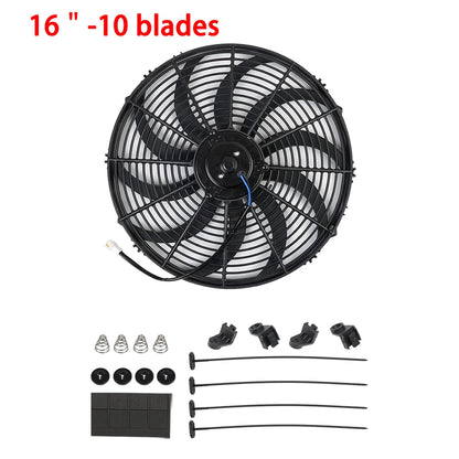 Universal 7/9/10/12/14/16 pulgadas 12V 80W ventilador de refrigeración del radiador de coches hoja – Kit de ventilador de aire acondicionado eléctrico 2100RPM