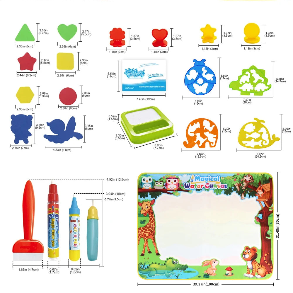 100x80CM Magic Water Drawing Mat – Reutilizable Doodle Board Montessori Juguete educativo para niños