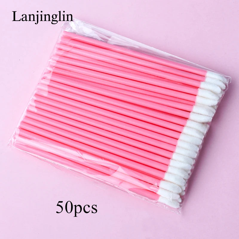 Lanjinglin 5/50 Pcs Cepillo de labios desechables Cepillos de maquillaje – Lápiz labial varitas y herramienta de extensión de pestañas, accesorios de belleza profesional