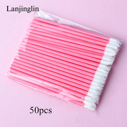 Lanjinglin 5/50 Pcs Cepillo de labios desechables Cepillos de maquillaje – Lápiz labial varitas y herramienta de extensión de pestañas, accesorios de belleza profesional