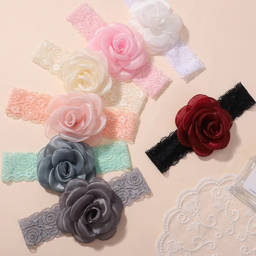 1Pc Baby Nylon Headscarf – Cinturón de flores hecho a mano para niñas recién nacidas, elástico infantil Turbant cabello