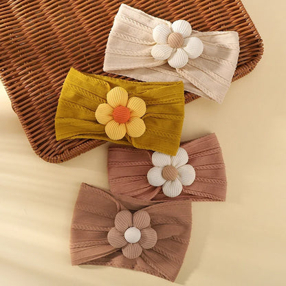 1Pc Baby Nylon Headscarf – Cinturón de flores hecho a mano para niñas recién nacidas, elástico infantil Turbant cabello