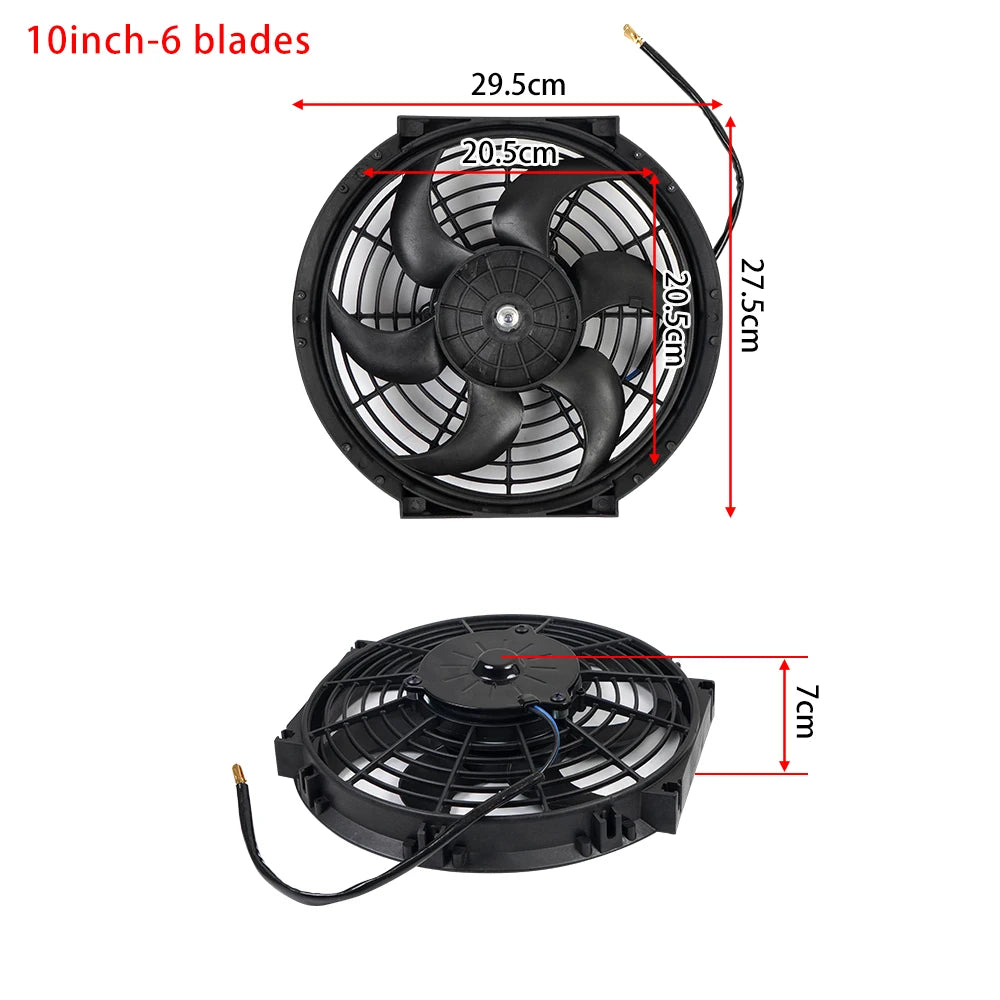 Universal 7/9/10/12/14/16 pulgadas 12V 80W ventilador de refrigeración del radiador de coches hoja – Kit de ventilador de aire acondicionado eléctrico 2100RPM