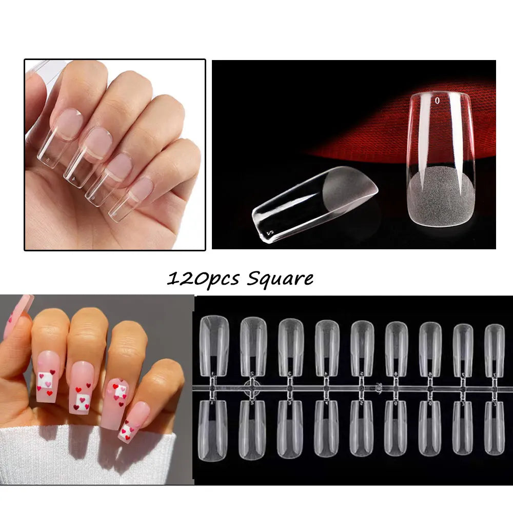 120PCS Mate puntas de las uñas de la prensa – suave overo Full-Cover uñas falsas de almendra para bricolaje manicura