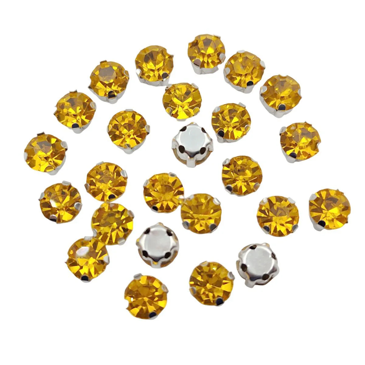 Cristales de imitación de vidrio redondo con garra – Cristales de base de plata para ropa, zapatos y artesanías