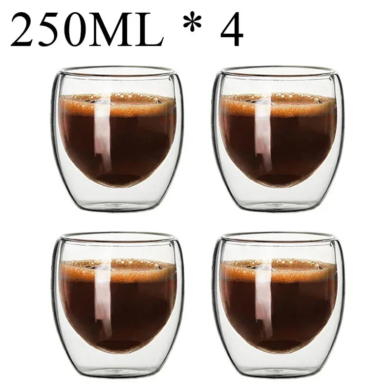 2-18PCS Tazas de vidrio de alto Borosilicato de pared doble – té resistente al calor, café, leche, y tazas de jugo, Creative Bar Drinkware juego de regalos
