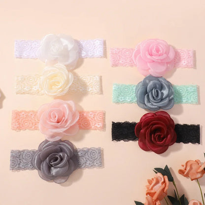 1Pc Baby Nylon Headscarf – Cinturón de flores hecho a mano para niñas recién nacidas, elástico infantil Turbant cabello