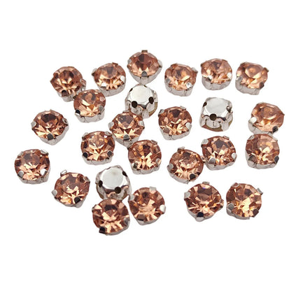 Cristales de imitación de vidrio redondo con garra – Cristales de base de plata para ropa, zapatos y artesanías