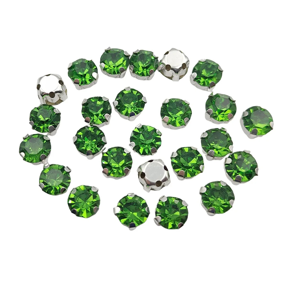 Cristales de imitación de vidrio redondo con garra – Cristales de base de plata para ropa, zapatos y artesanías