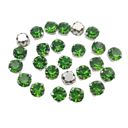 Cristales de imitación de vidrio redondo con garra – Cristales de base de plata para ropa, zapatos y artesanías