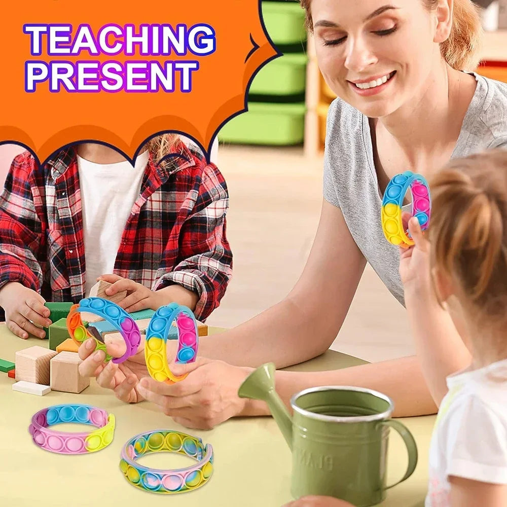 12/24/36PCS Silicona pulsera de burbuja colorida – Favoritos de la fiesta de los niños, regalos de cumpleaños, recuerdos de boda, Carnaval y pulseras de vacaciones