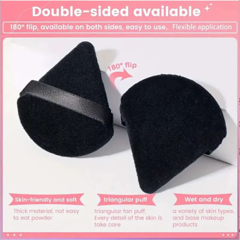 10-Piece Triangle Powder Puff Set – Wet & Dry Cosmetic Sponges for Loose Powder & Foundation